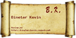 Bineter Kevin névjegykártya